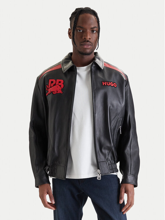 HUGO HUGO Lederjacke Lugor 50559737 Schwarz Regular Fit