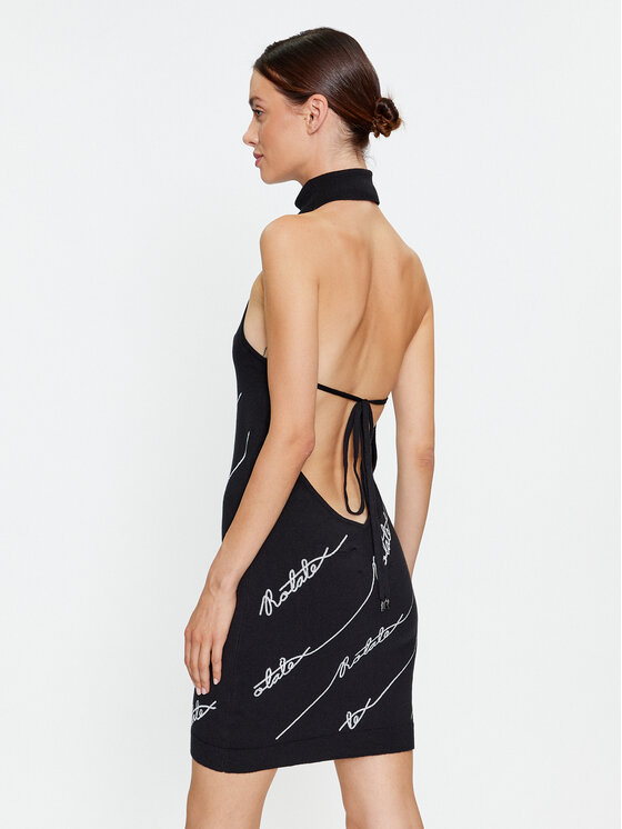 ROTATE ROTATE Rochie tricotată Sequin Logo 110112100 Negru Slim Fit