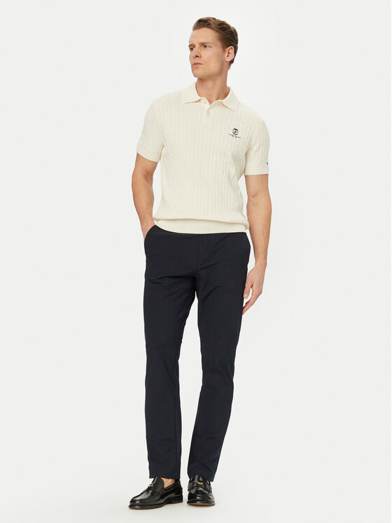 Tommy Hilfiger Tommy Hilfiger Тениска с яка и копчета MW0MW42788 Кремав Regular Fit