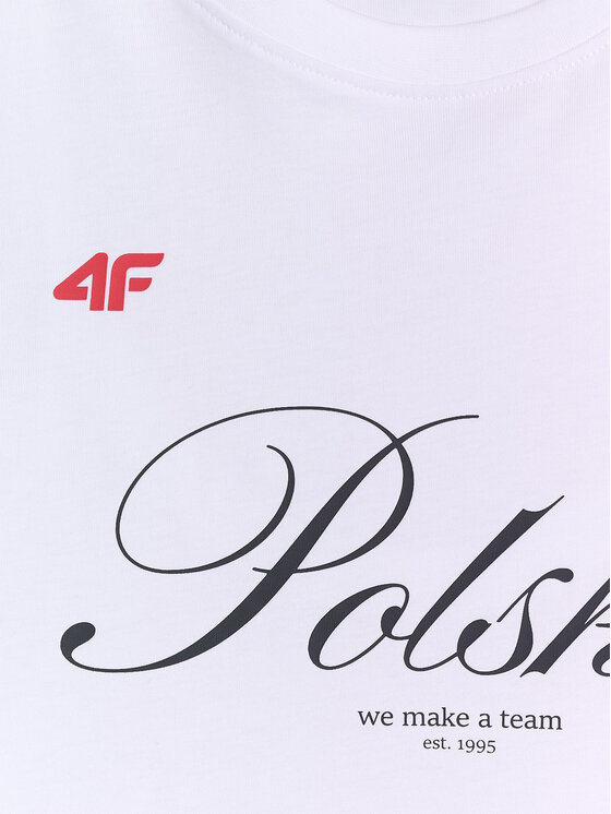 4F 4F T-Shirt STREFA KIBICA Biały Loose Fit