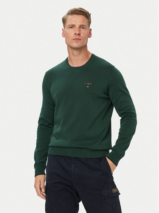 Aeronautica Militare Пуловер 262MA1631UL00506 Зелен Regular Fit