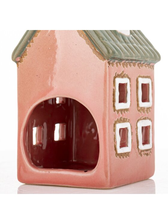 MIAhome MIAhome Lampion Ceramiczny domek GILLI-3 na tea-lighty Czerwony