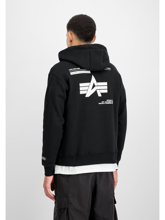 Alpha Industries Alpha Industries Bluza Label Zip Backprint Hoodie Czarny Regular Fit