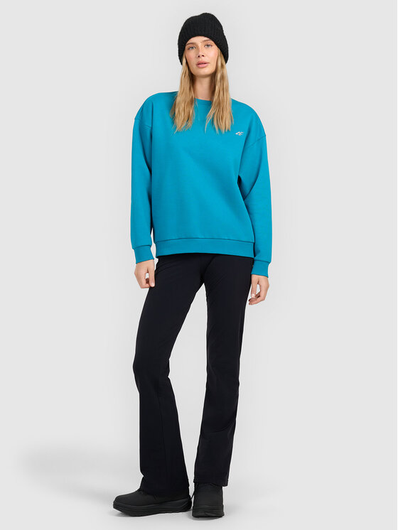 4F 4F Bluza ESSENTIALS Turkusowy Loose Fit