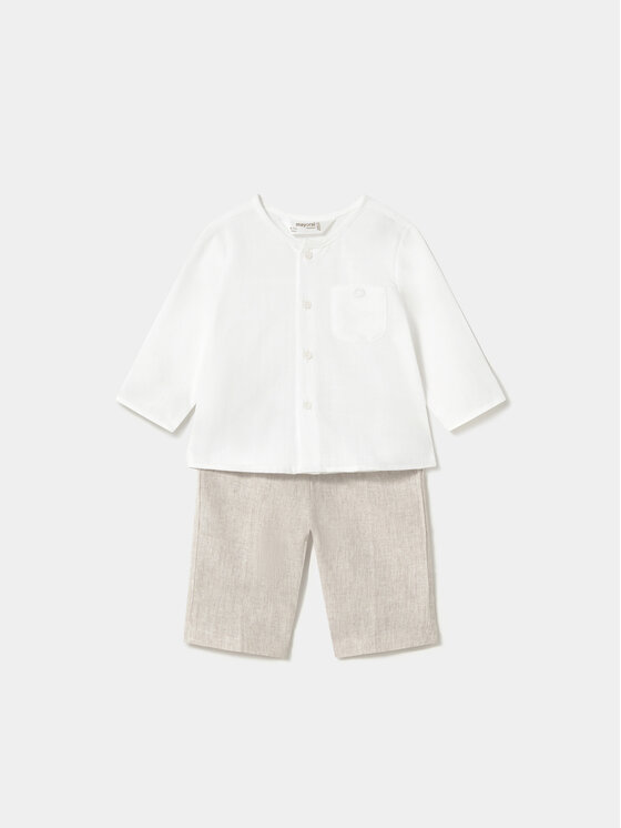 Mayoral Mayoral Set cămașă și pantaloni din material textil 1564 Bej Regular Fit