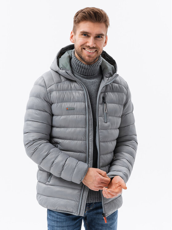 Ombre Ombre Zimní bunda C549 Šedá Regular Fit