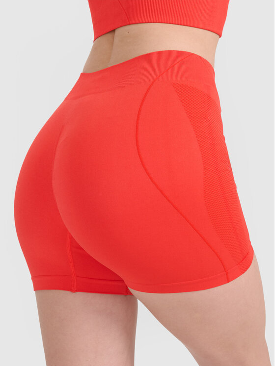 4F 4F Legginsy TRAINING SEAMLESS Czerwony Slim Fit