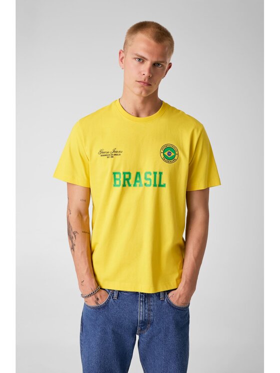 Guess Jeans Guess Jeans T-Shirt 183094 Žlutá Classic Fit