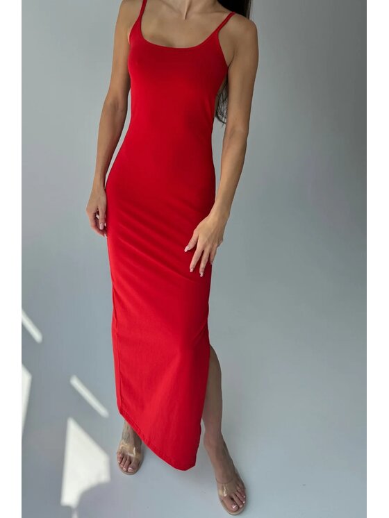 Chiara Wear Chiara Wear Sukienka letnia Sukienka maxi bez pleców BECKY Czerwony Slim Fit