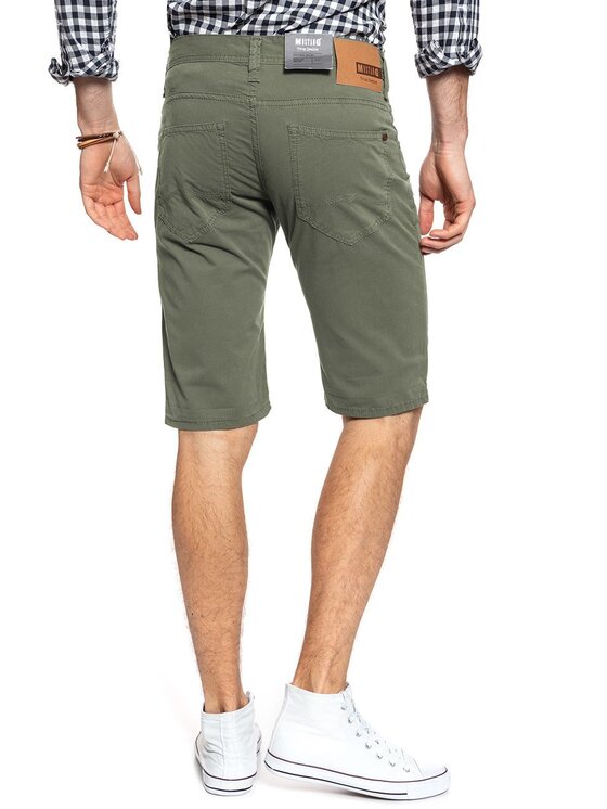 Mustang Mustang Szorty jeansowe CHICAGO SHORT Zielony Slim Fit