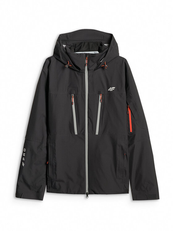 4F 4F Kurtka przeciwdeszczowa TREKKING Czarny Regular Fit