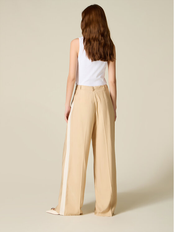 Oltre Oltre Spodnie materiałowe P008R008932N002 Kremowy Baggy Fit