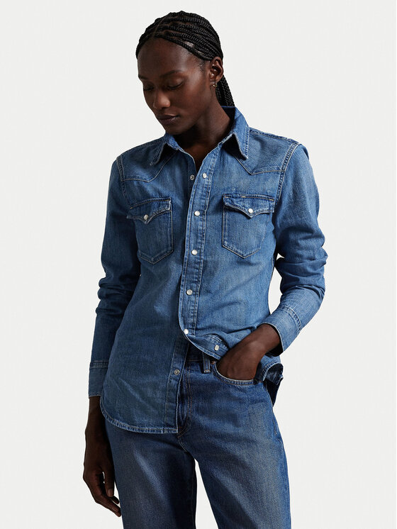 Polo Ralph Lauren Polo Ralph Lauren cămașă de blugi 211969402001 Bleumarin Slim Fit