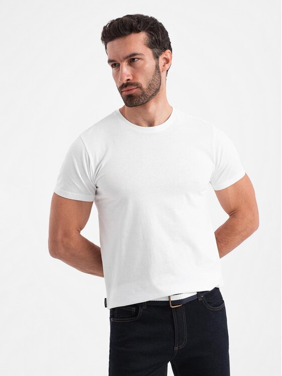 Ombre Ombre T-Shirt OM-TSBS-0146 Biały Regular Fit