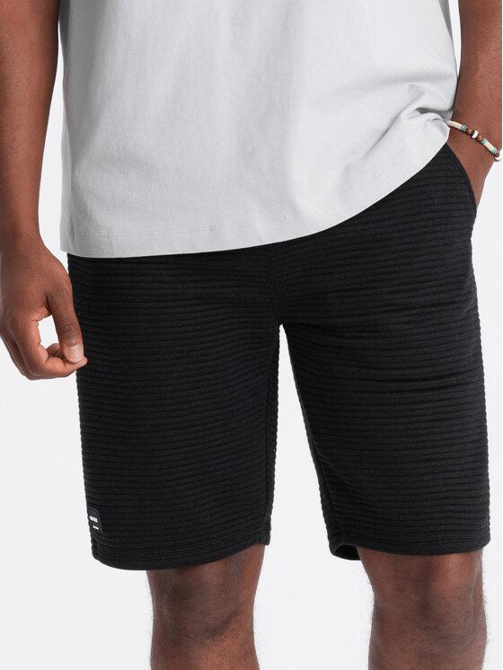 Ombre Ombre Šortky z materiálu OM-SRSK-0150 Černá Regular Fit