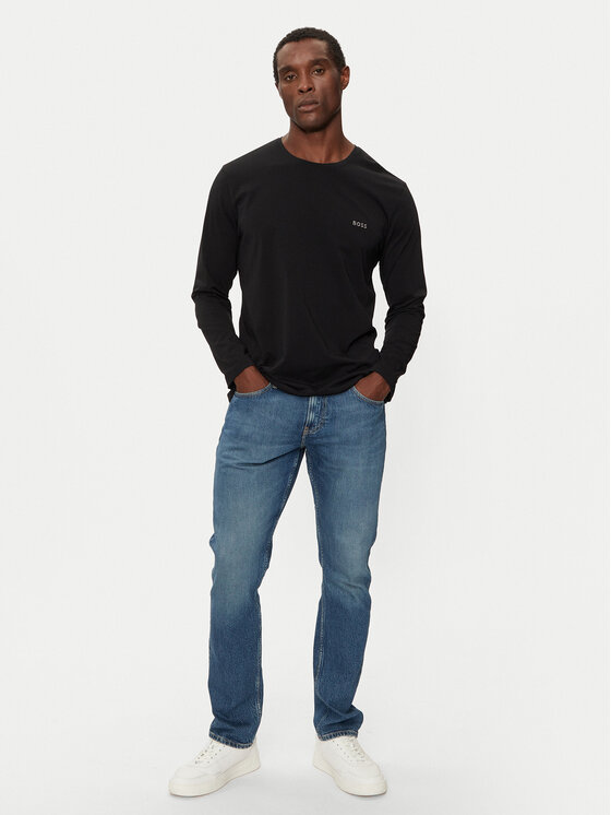 BOSS Boss Pikkade varrukatega T-särk Mix&Match 50515390 Must Regular Fit
