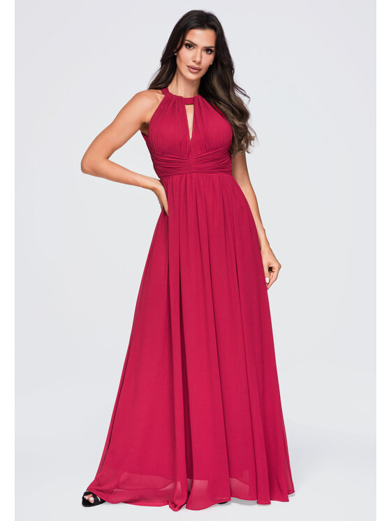 Ombre Ombre Sukienka wieczorowa LA-OM-DLR358 Bordowy Regular Fit