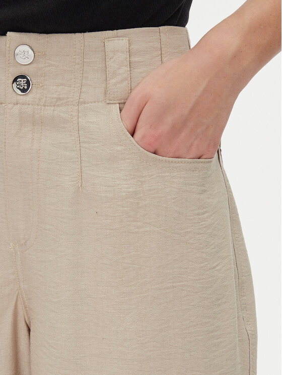 DKNY DKNY Riidest püksid P41KTR48 Beež Loose Fit