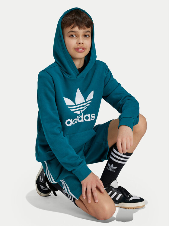 adidas Mikina Trefoil IY7440 Tyrkysová Regular Fit