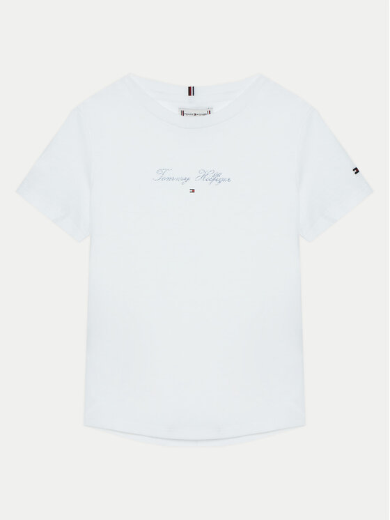 Dziewczęcy T-Shirt Tommy Hilfiger, Rozmiar 8Y, Biały, KG0KG08298 S