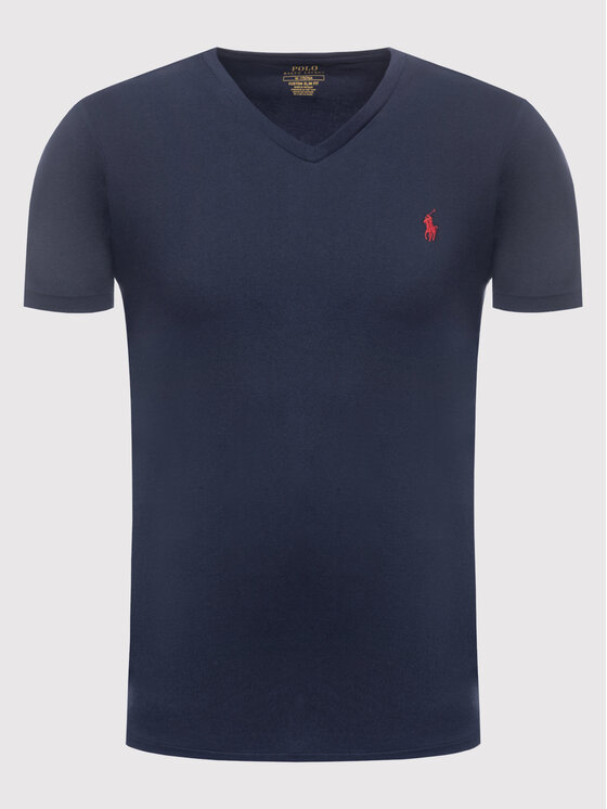 Polo Ralph Lauren Polo Ralph Lauren Marškinėliai 710671453091 Tamsiai mėlyna Custom Slim Fit