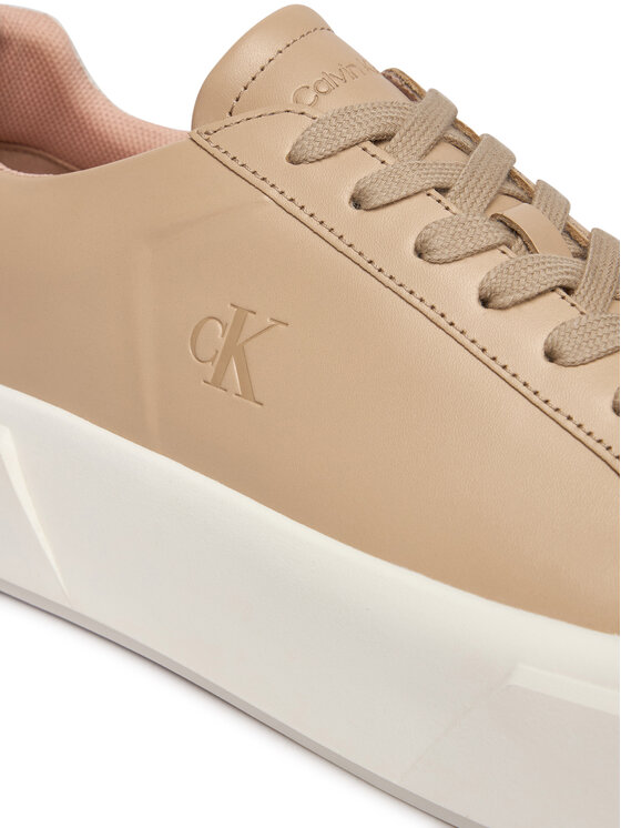Calvin Klein Calvin Klein Sneakersy Flatform Lace Up Lth YW0YW01928 Beżowy