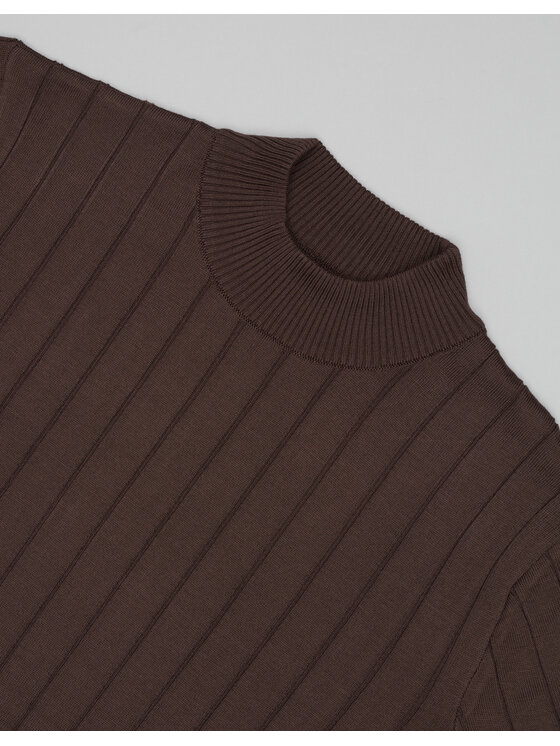 Borgio Borgio Sweter gratteri Brązowy Slim Fit