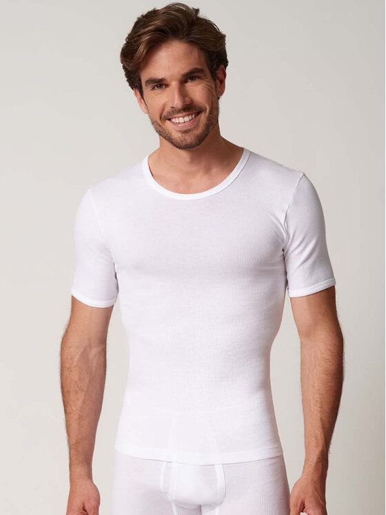 Huber Huber 2-dílná sada T-shirts 112144 Bílá Slim Fit