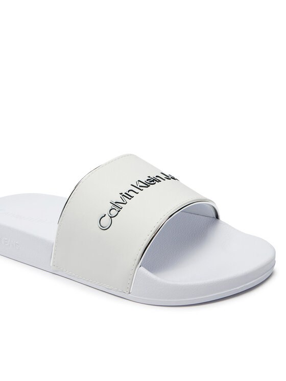 Calvin Klein Jeans Calvin Klein Jeans Pantoletten Slide Instituitional Mtr YW0YW01508 Weiß