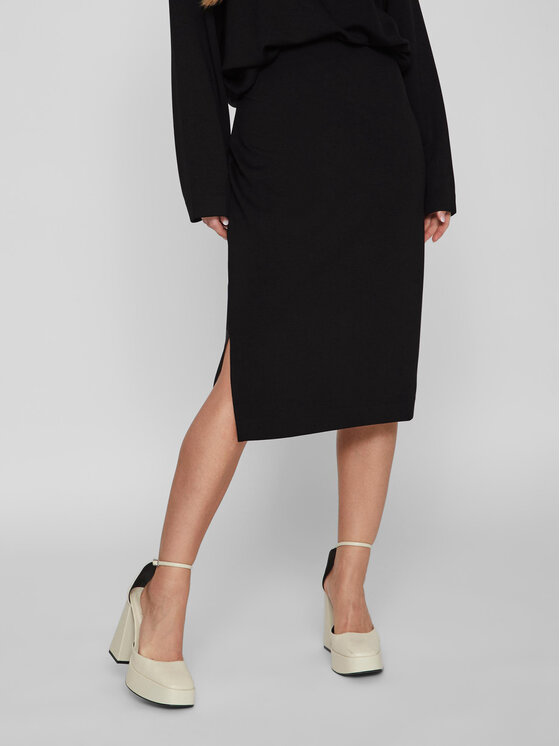 Vila Vila Спідниця-міді 14088386 Чорний Relaxed Fit