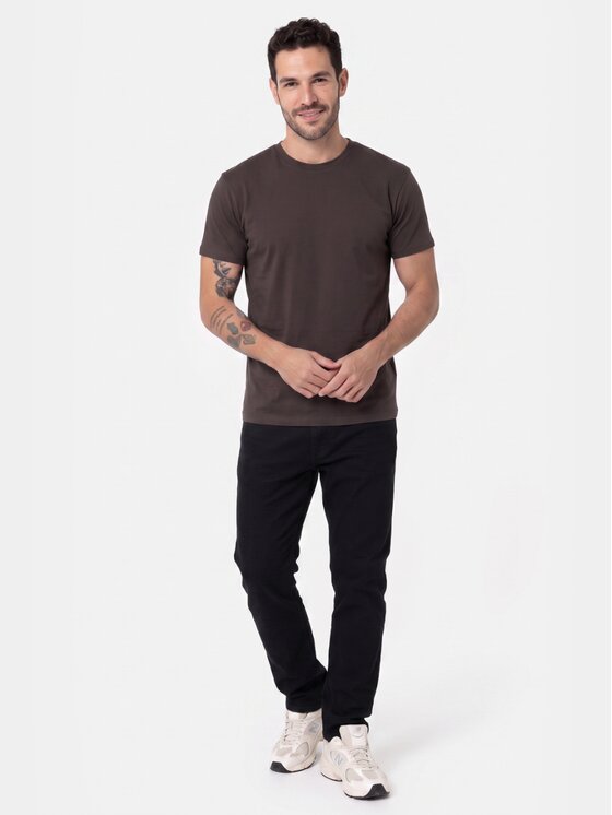 BASICLO BASICLO T-Shirt W-2325-132 Brązowy Regular Fit