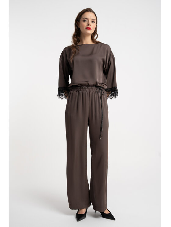 CLICK CLICK Spodnie materiałowe 30-463 Brązowy Loose Fit
