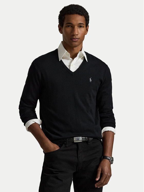 Polo Ralph Lauren Polo Ralph Lauren Svetr Ls Sf Vn Pp 710670789003 Černá Regular Fit