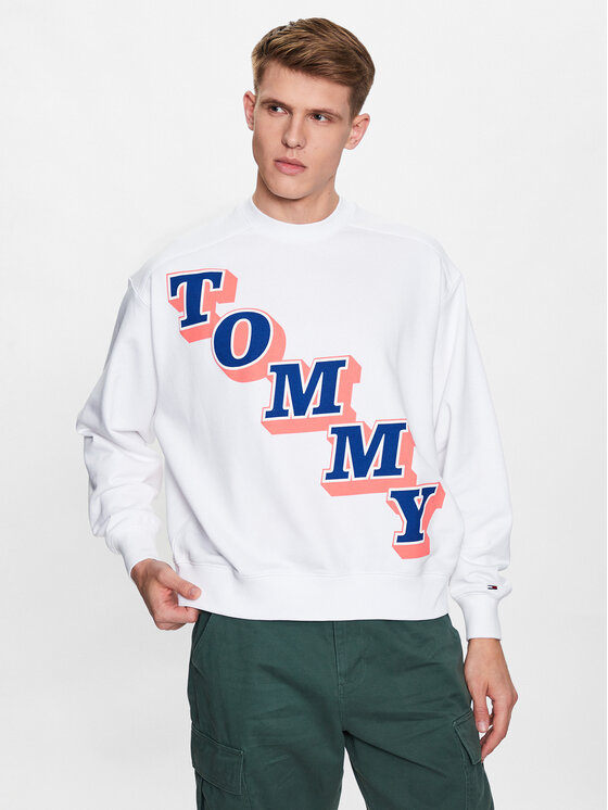 Tommy Jeans Džemperis ar kapuci Boxy College DM0DM16379 Balts Boxy Fit