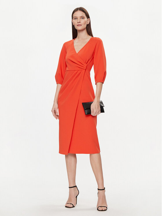 Nissa Nissa Коктейлна рокля RZ14824 Оранжев Regular Fit