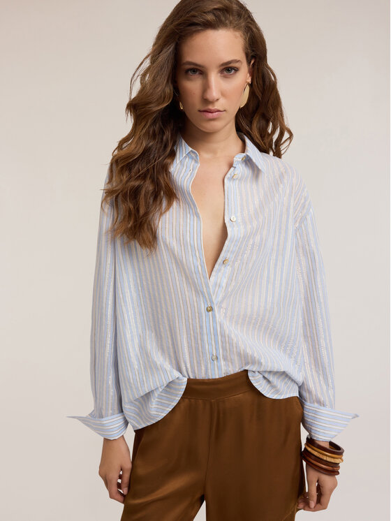 Motivi Motivi Camicia 5196Q100782N0R4 Turchese Over Fit