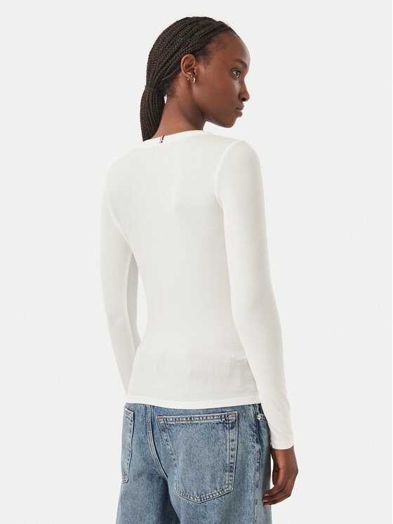 Tommy Jeans Tommy Jeans Bluzka DW0DW23259 Biały Slim Fit