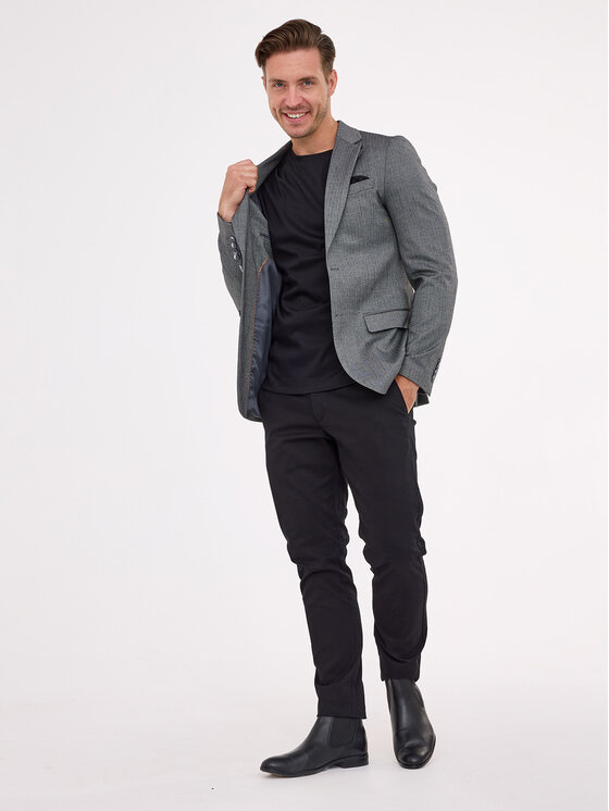 VILLARO VILLARO Marynarka MAR240 Szary Slim Fit