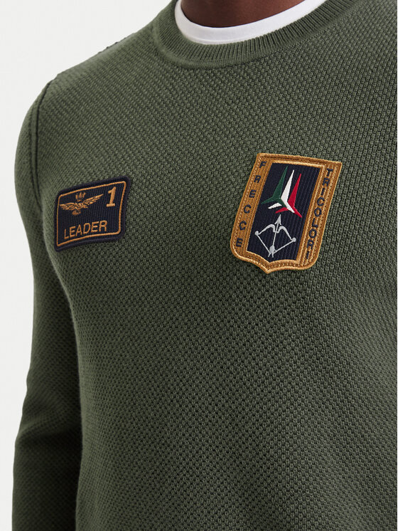 Aeronautica Militare Aeronautica Militare Sweter 262MA1659UL00903 Khaki Regular Fit