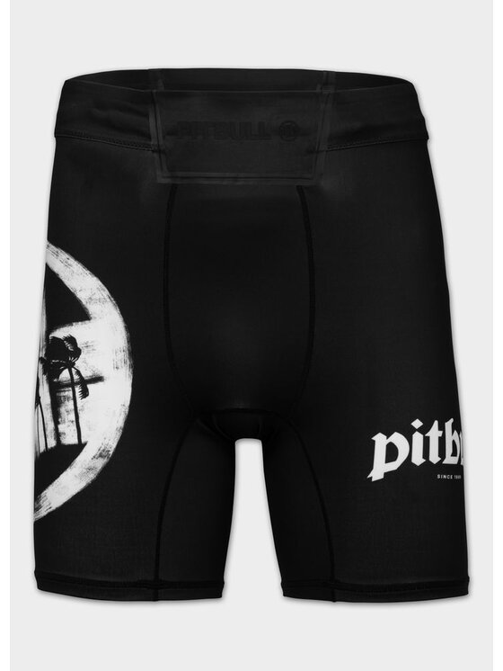 PITBULL PITBULL Szorty sportowe LOGO PALMS Czarny Regular Fit