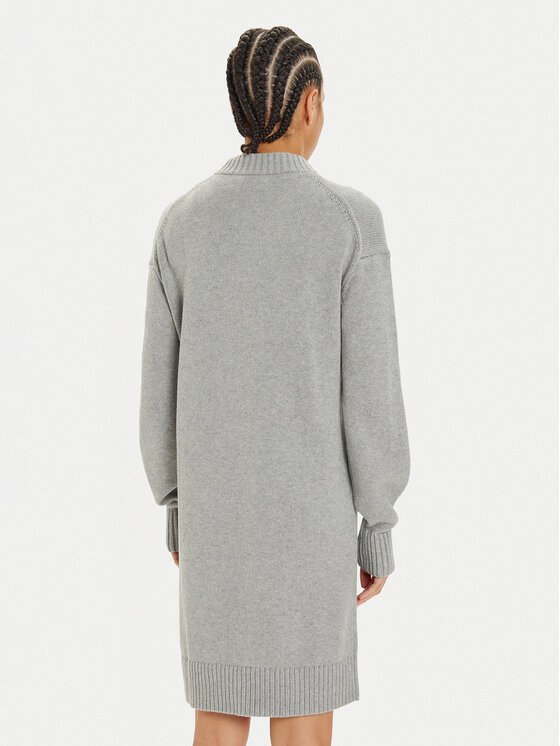 Calvin Klein Jeans Calvin Klein Jeans Sukienka dzianinowa Intrasia J20J224923 Szary Relaxed Fit