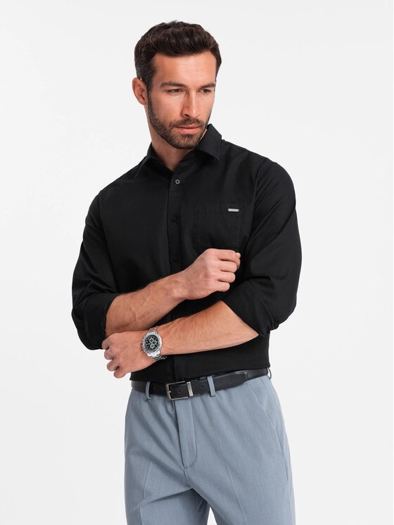 Ombre Ombre Košile OM-SHCS-0147 Černá Regular Fit