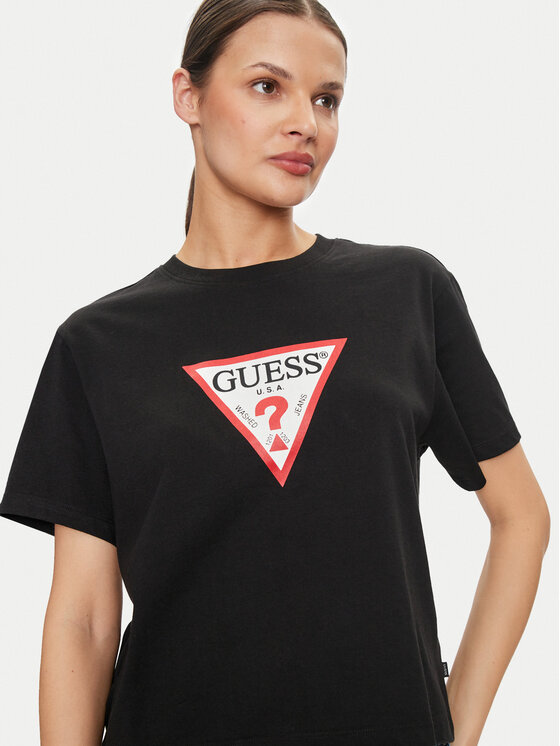 Guess Jeans Guess Jeans Tricou W4YI73 K8HM0 Negru Regular Fit