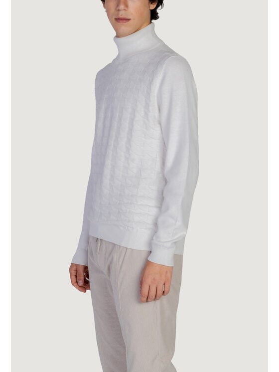 Antony Morato Antony Morato Πουλόβερ COTTON WOOL BLEND YARN WITH JACQUARD 3D Λευκό To Fit