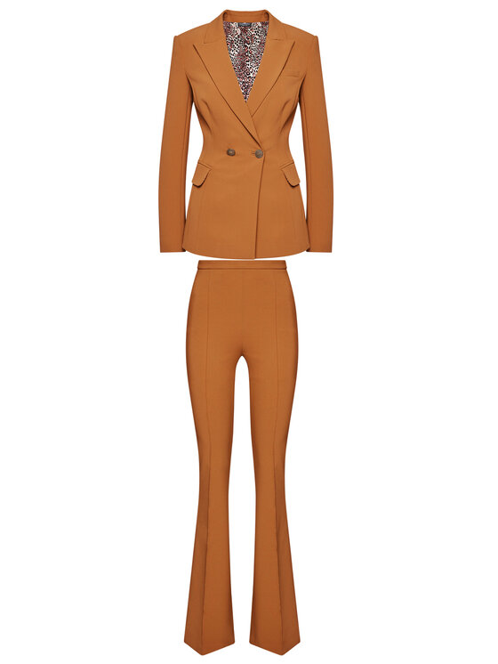 Elisabetta Franchi Elisabetta Franchi Комплект піджак і штани з тканини TP-001-06E2-V629 Коричневий Slim Fit