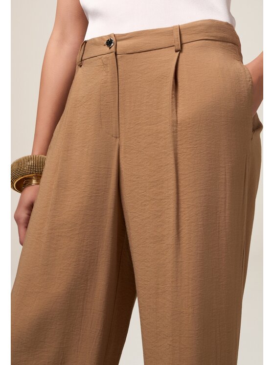Oltre Oltre Spodnie materiałowe P026R308607N022 Kremowy Baggy Fit