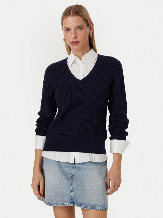 Tommy Hilfiger Pulover WW0WW44987 Bleumarin Regular Fit