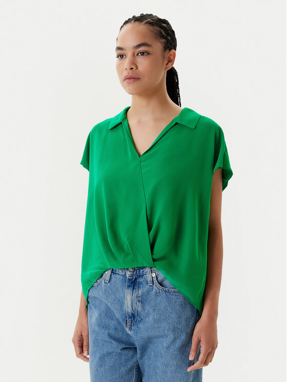 Calvin Klein Blúzka LV044C199G Zelená Regular Fit