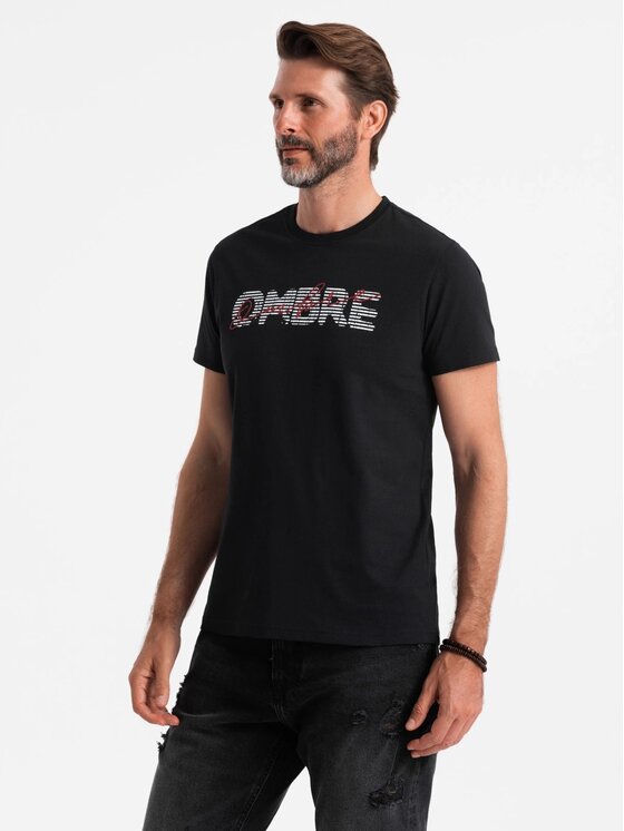 Ombre Ombre T-Shirt OM-TSPT-0211 Czarny Regular Fit