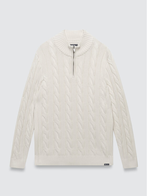 BIG STAR BIG STAR Sweter DENWER Biały Basic Fit